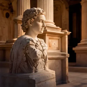 Busto di statua classica in marmo per progetti di valorizzazione culturale e promozione turistica degli enti pubblici Studio Patrizia Grassini